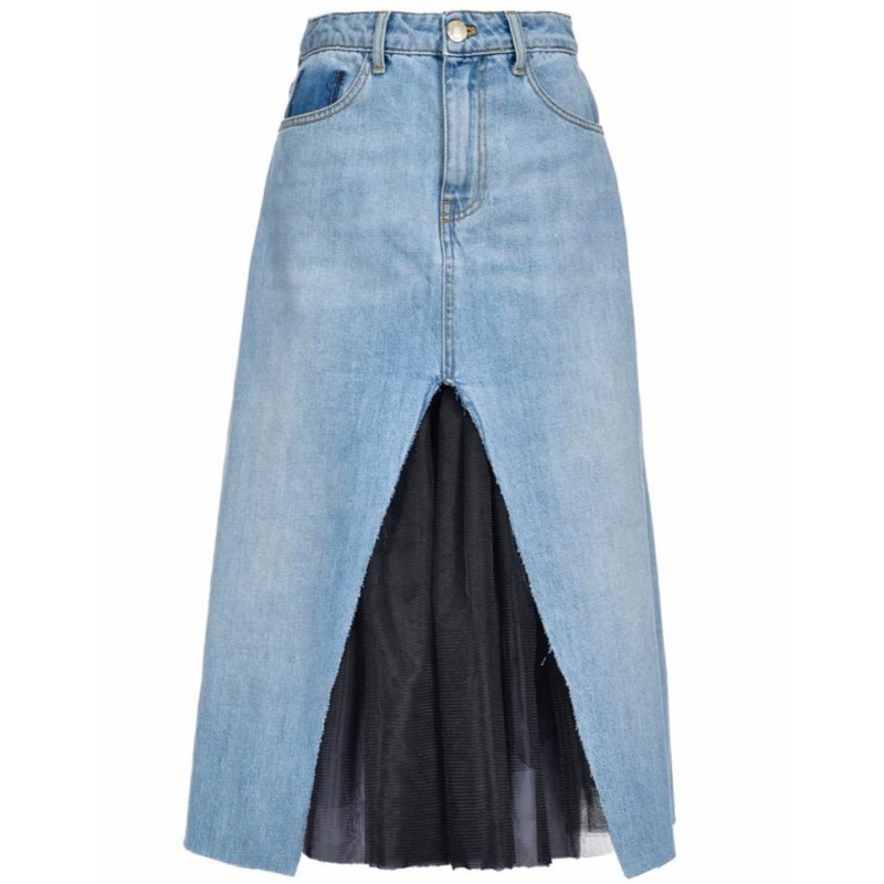 PINKO - AVA longuette skirt in cotton - Denim