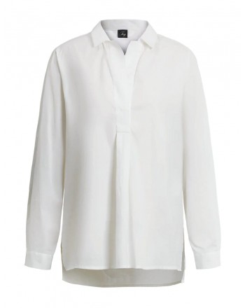 FAY- Linen Shirt with Side Tears- White
