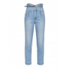 PINKO -  ARIEL Hight waisted jeans with belt - Light/Blue