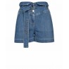 PINKO - LORA cotton shorts with belt - Denim