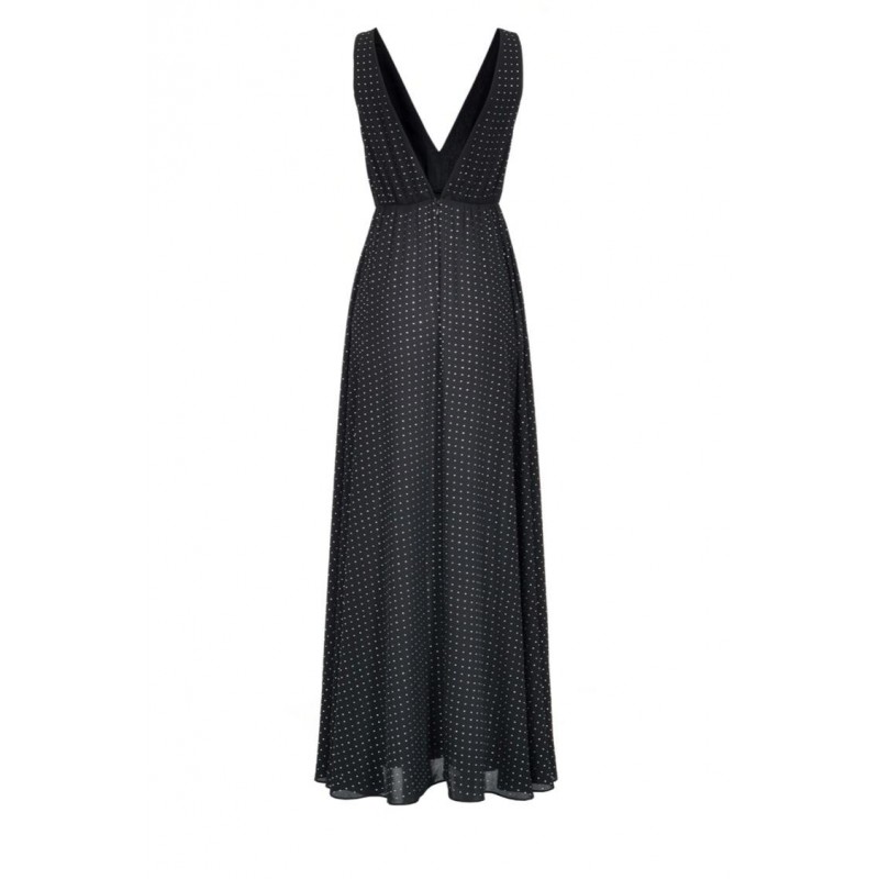 PINKO - FREEZER long sleeveless georgette dress - Crystal Black