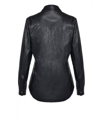 PINKO - CIAMBELLA shirt in faux leather - Black
