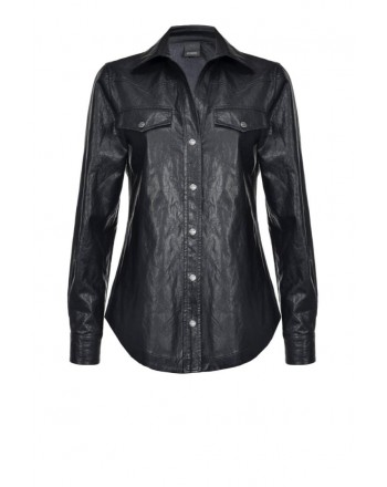 PINKO - CIAMBELLA shirt in faux leather - Black