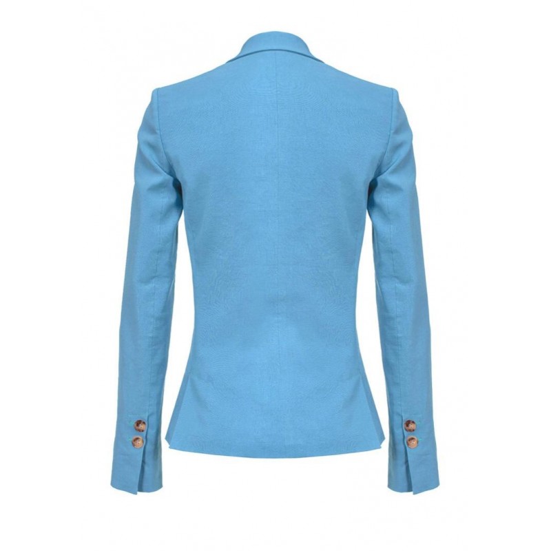 PINKO - SIMBAD double breasted linen jacket -  Light Blue