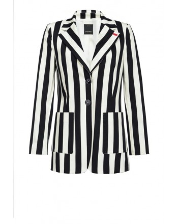 PINKO - CROCCANTE striped stretch cotton jacket - Black/White