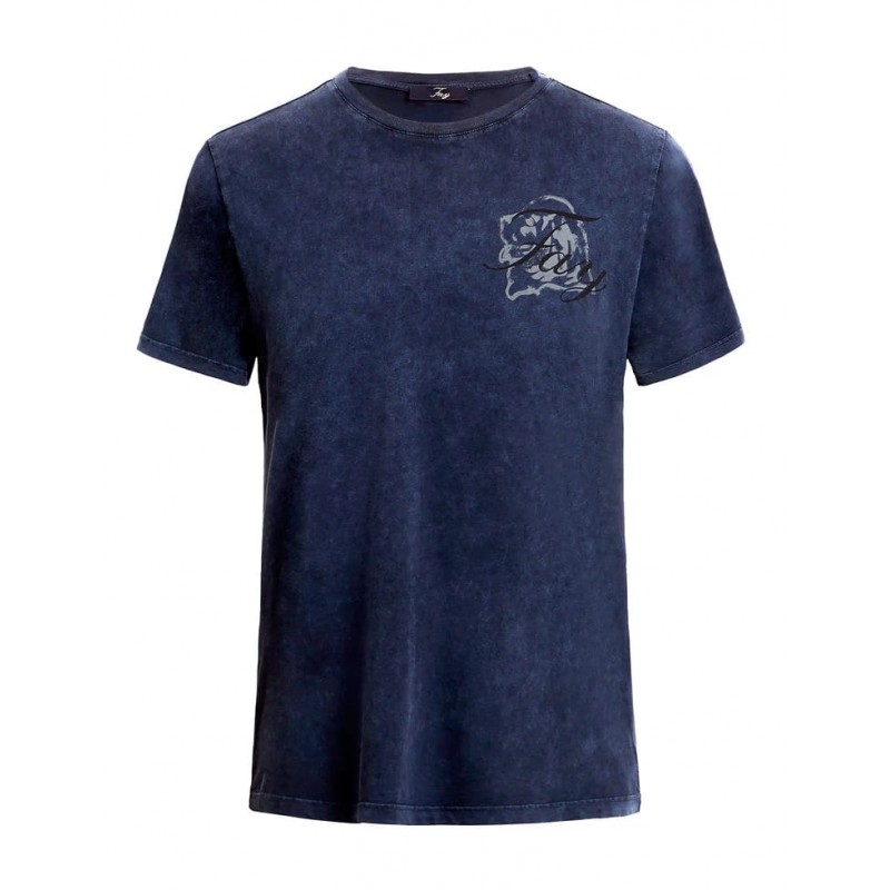 FAY- Cotton Logo T-Shirt- Oil Blue