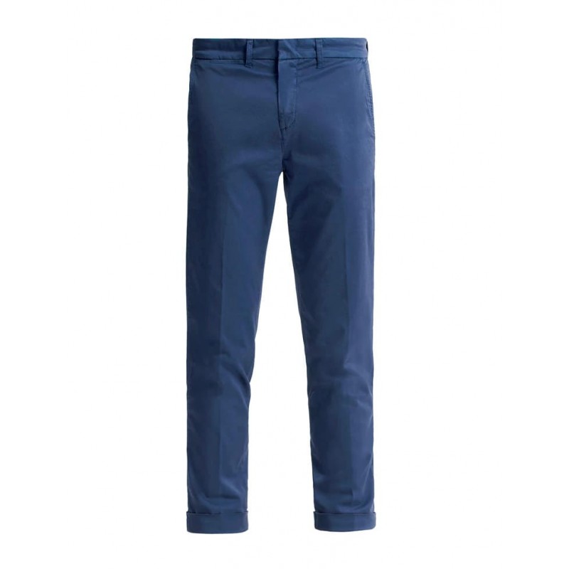 FAY- Slim Fit Chino  Trousers with Lapel - Navy
