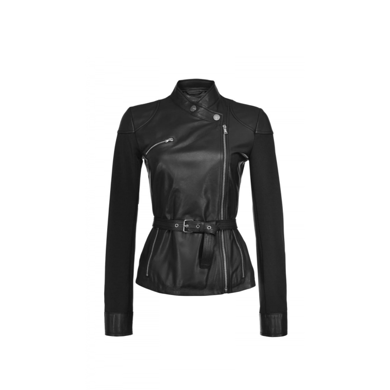 PINKO - TROFIE Leather Jacket - Black