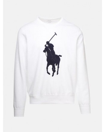 POLO RALPH LAUREN - Cotton Sweatshirt with Logo- White/Navy