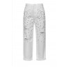 PINKO - Pantalone MADDIE7 in cotone con strass - Bianco