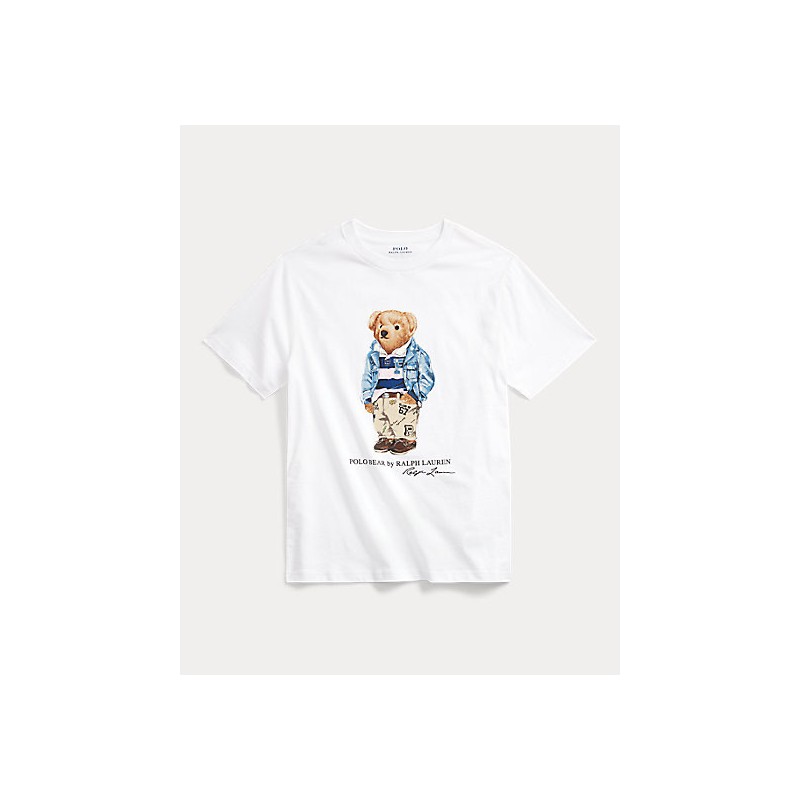 POLO RALPH LAUREN KIDS -  Bear print T-Shirt Cotton