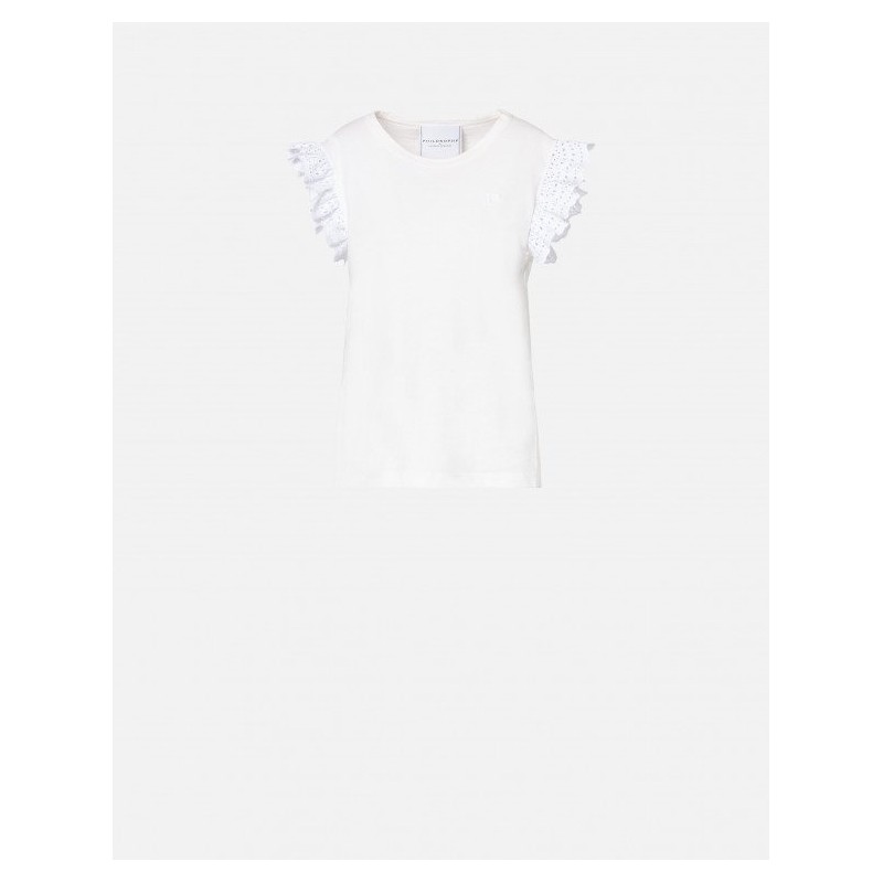 PHILOSOPHY di LORENZO SERAFINI - T-Shirt con rouches - Bianco