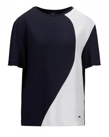 FAY- T-Shirt Color Block - Blu/Bianco