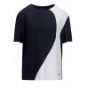 FAY- T-Shirt Color Block - Blu/Bianco
