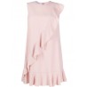 RED VALENTINO -Crepe Satin Dress with Frills -Pink