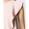 RED VALENTINO -Crepe Satin Dress with Frills -Pink