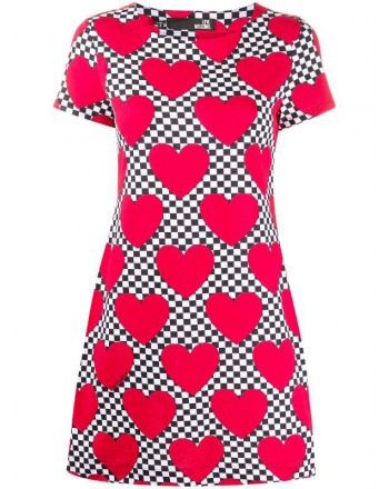 LOVE MOSCHINO -  HEART print cotton dress - Red