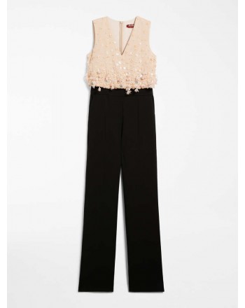 MAX MARA STUDIO - AMACA Cady Jumpsuit with Embroidered Top- Nude