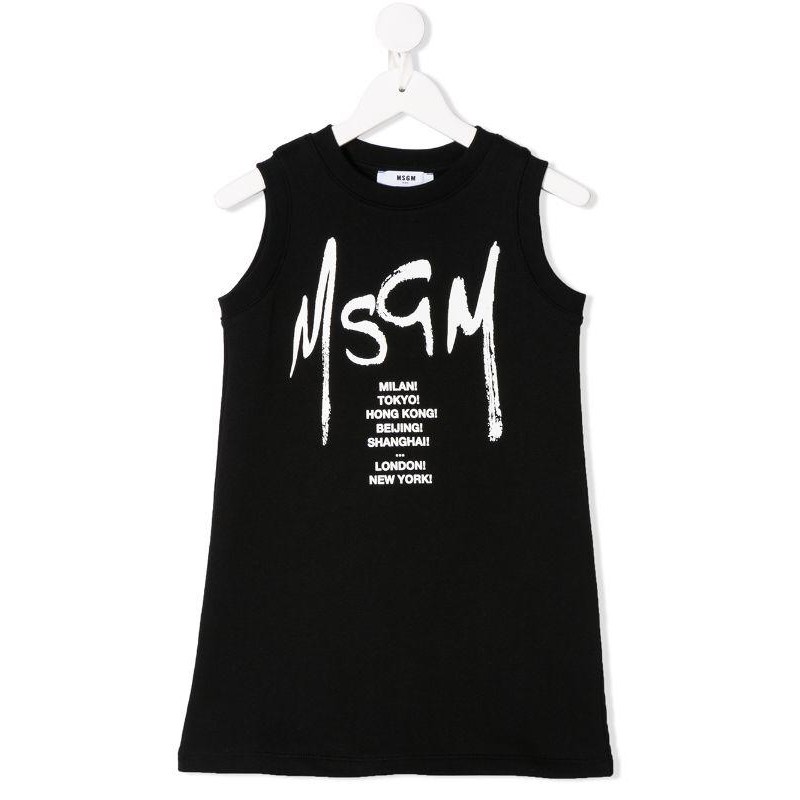 MSGM Baby- Logo Printed Dress- Black