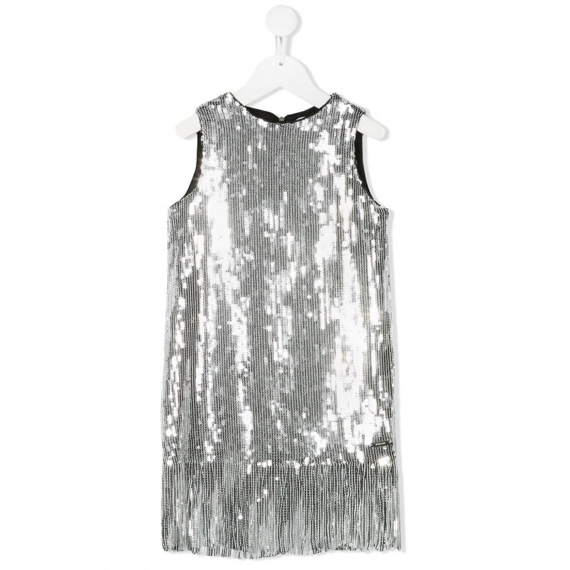 MSGM Baby- Full Paillettes Dress- Silver