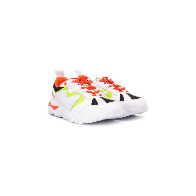 MSGM Baby- Chunky Sneakers with Matching Panels- White/Orange