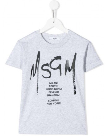 MSGM Baby- Logo Printed T-Shirt-Blended Grey