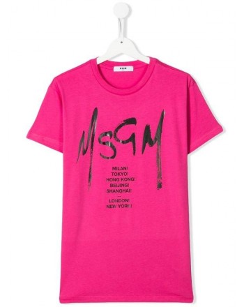 MSGM Baby- T-Shirt Stampa Logo - Fucsia