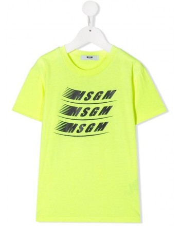 MSGM Baby- Logo Printed T-Shirt- Neon Yellow