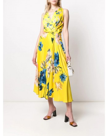 ANTONIO MARRAS- Viscose Dress with Flowers Print- Yellow