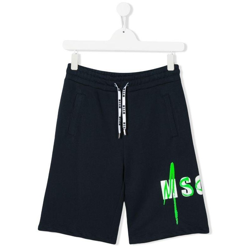 MSGM Baby- Cotton Bermuda Shorts- Blue