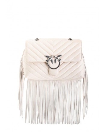 PINKO - Lather Bag with fringes white
