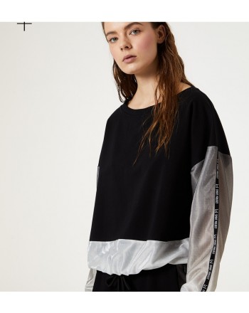 LIU-JO Sport - Lurex and cotton Sweatshirt  - Black