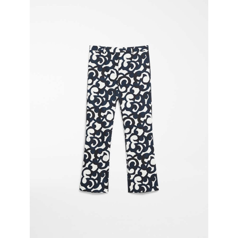 S MAX MARA - Cotton satin trousers - SUMMER - Blue / White