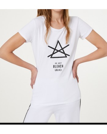 LIU-JO Sport - T-Shirt in cotone con stampa- Bianco