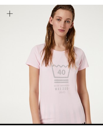 LIU-JO Sport - T-Shirt in cotone con stampa- Pink Lady