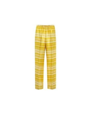 DRIES VAN NOTEN - Striped satin trousers - Yellow