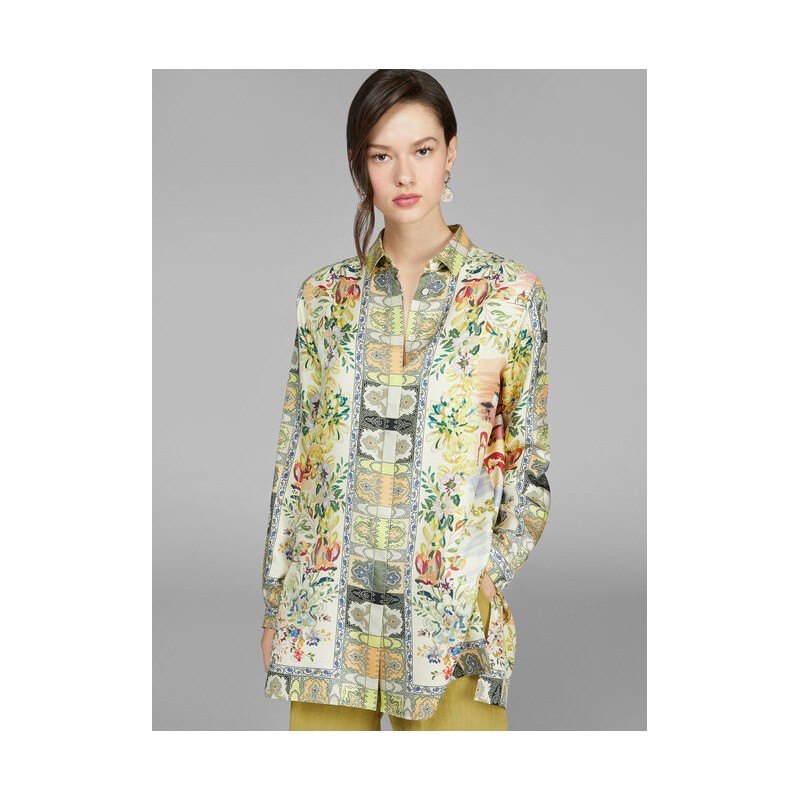 ETRO - Silk Twill Shirt with Hand Made Drawing- Multicolour