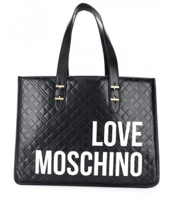 LOVE MOSCHINO - Quilted shopping with writing - Black