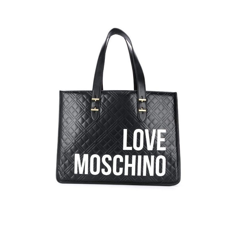 LOVE MOSCHINO - Quilted shopping with writing - Black