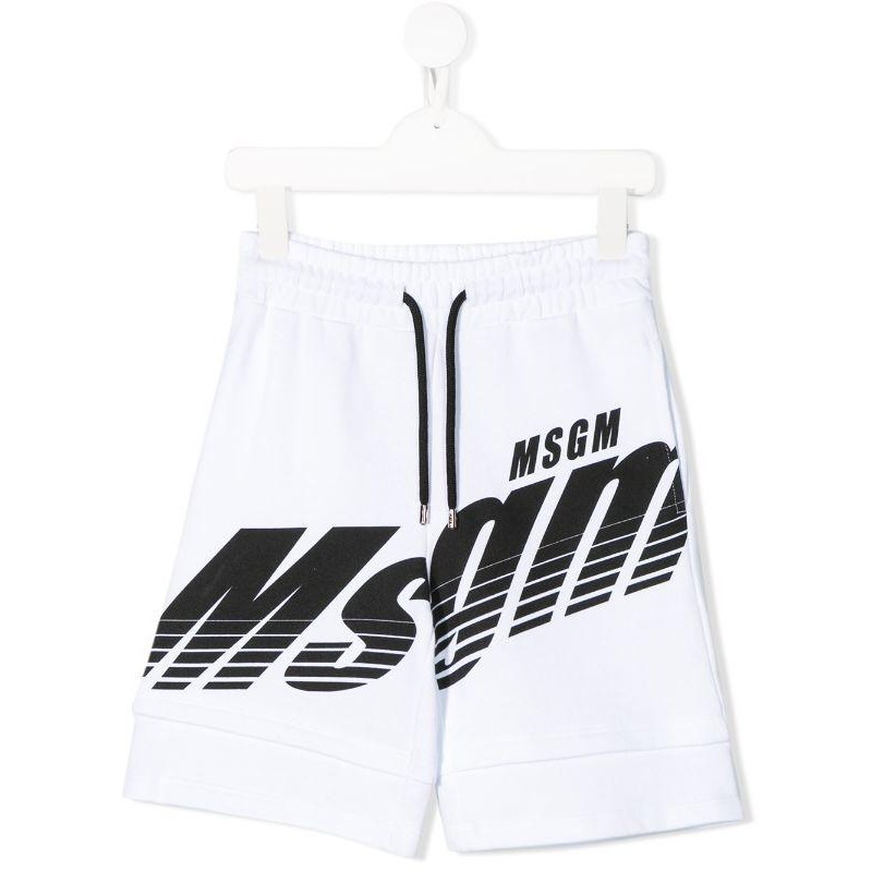 MSGM Baby- Logo Printed Bermuda Pants- White