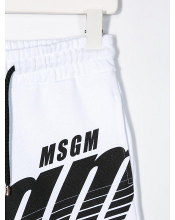 MSGM Baby- Logo Printed Bermuda Pants- White