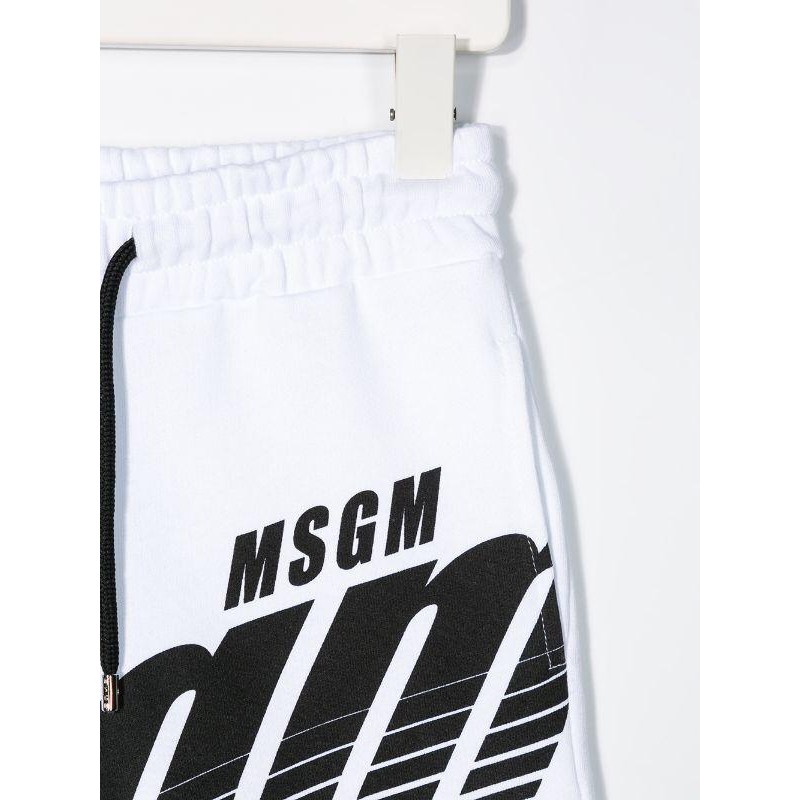 MSGM Baby- Bermuda in Cotone Logo - Bianco