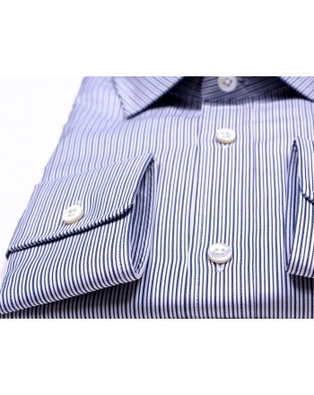 ERMENEGILDO ZEGNA -  Bacchettina Cotton Shirt - White/Blue