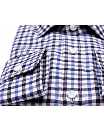 ERMENEGILDO ZEGNA - Little Squares Cotton Shirt  - Blue/Black