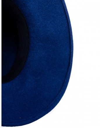 GALLO - Wide Brim Wool Hat - Blue/Silver