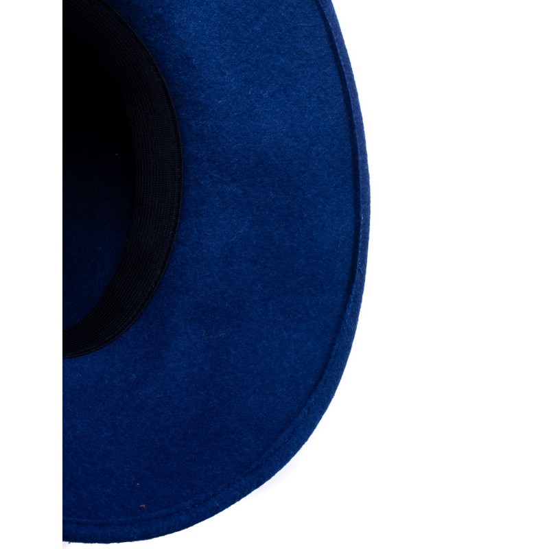 GALLO - Wide Brim Wool Hat - Blue/Silver
