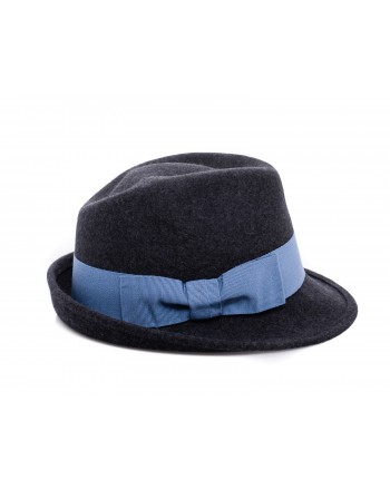 GALLO - Wool Fedora Hat- Anthracite/Light blue