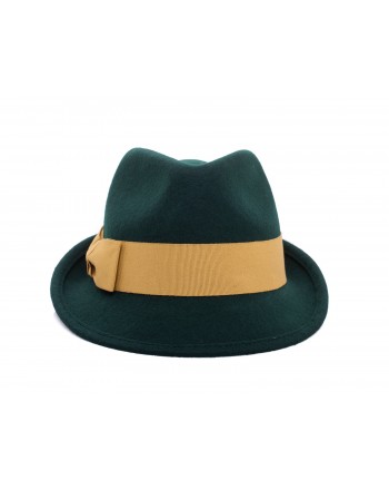 GALLO - Wool Fedora Hat - Loden/Gold