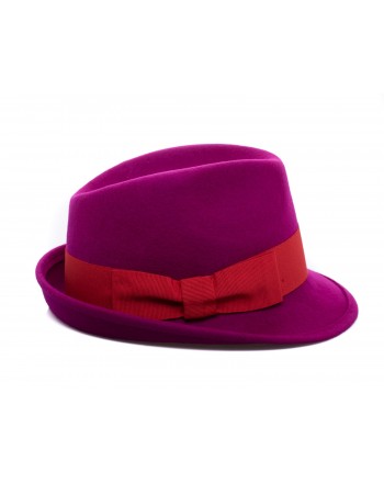 GALLO - Wool Fedora Hat - Magenta/Red