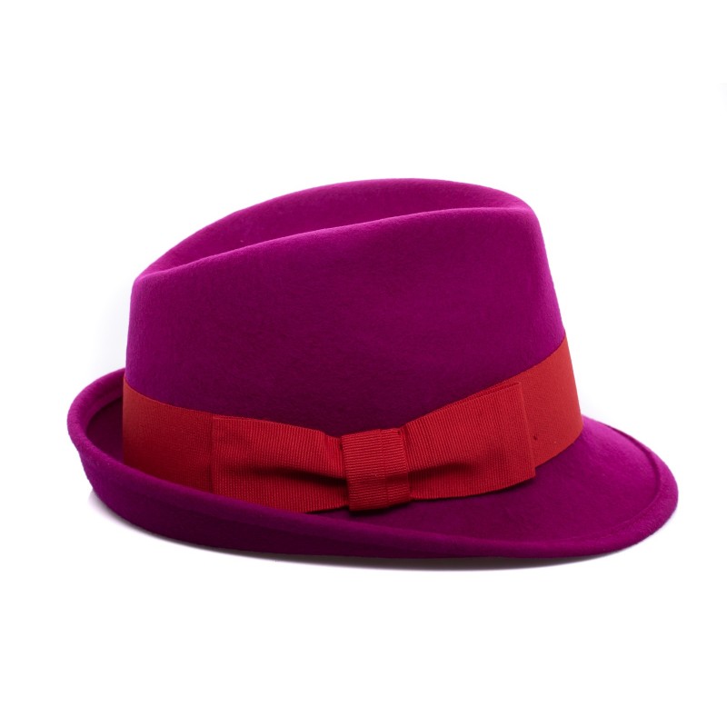 GALLO - Wool Fedora Hat - Magenta/Red